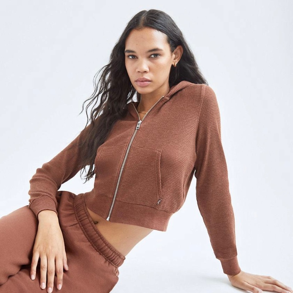 Aritzia TNA waffle zip hoodie